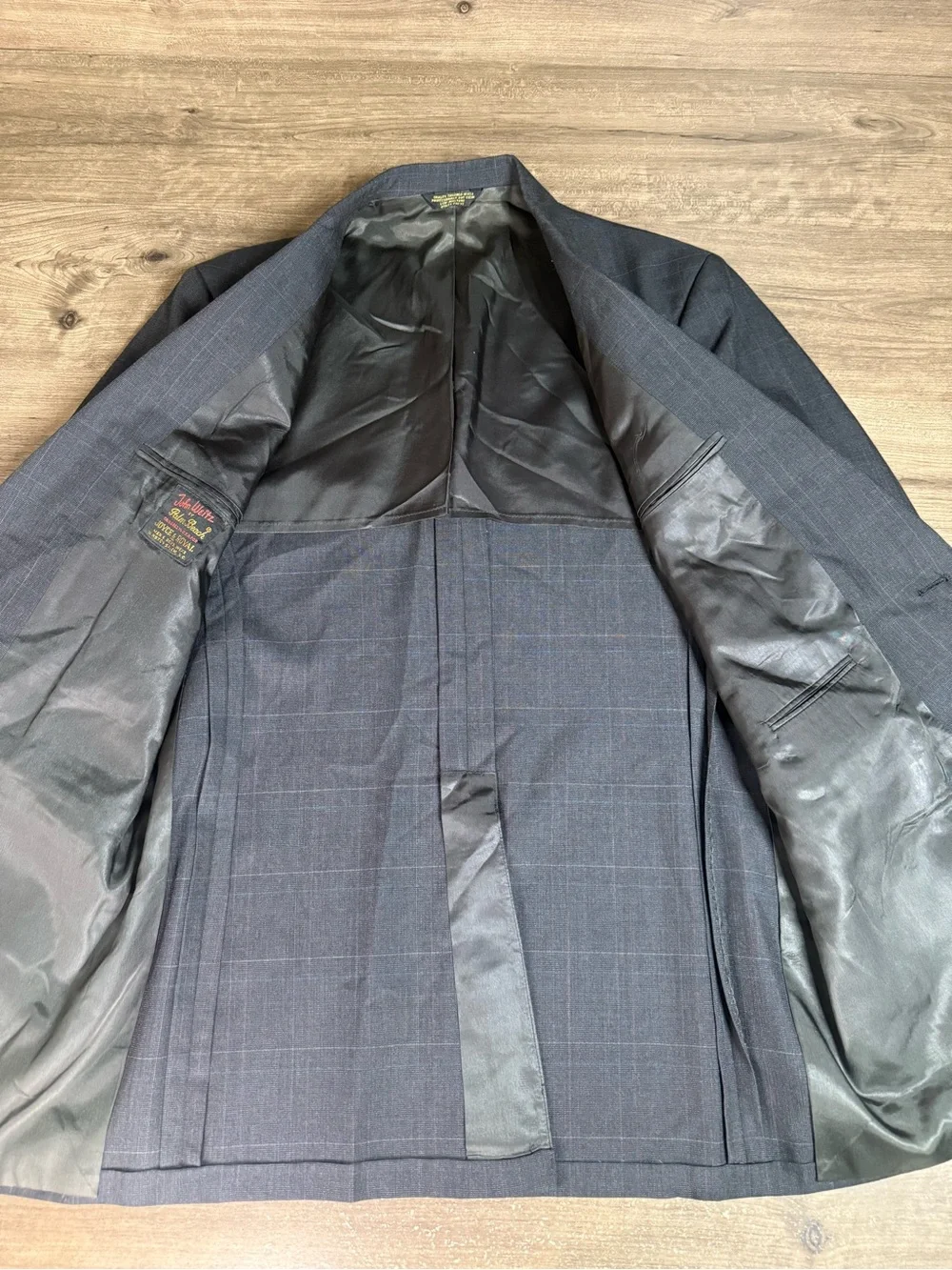 Vintage John Weitz Palm Beach Blazer 46L Gray Plaid Sport Coat USA Made